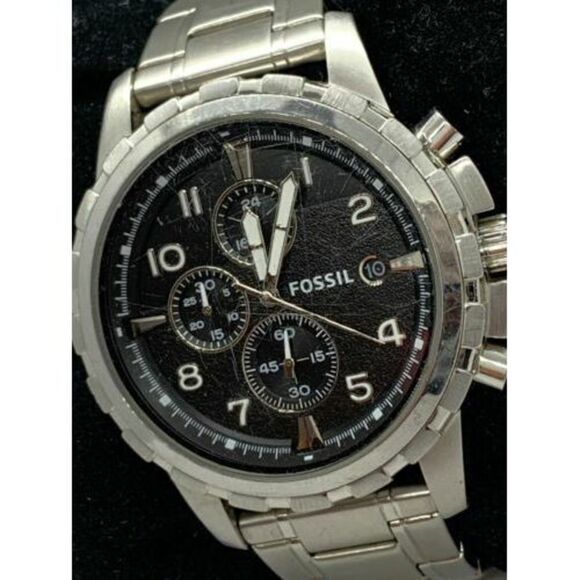 Fossil FS4542 Men's Watch Stainless Steel Bracelet Black Analog Dial 45mm D375 - Picture 1 of 9